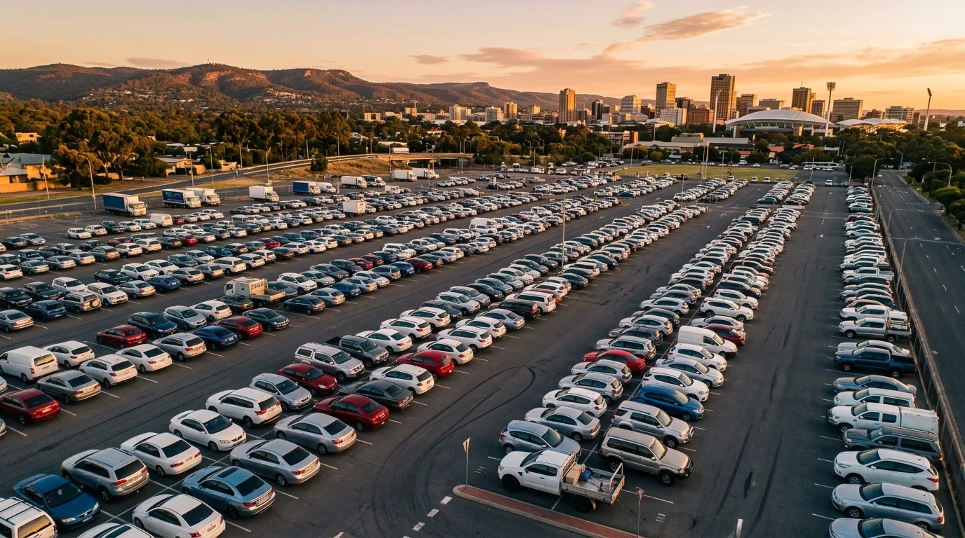 Row of vehicles at disposal yard